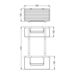 Cesta portagel de ducha rectangular doble NOIR