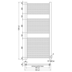 Radiador secatoallas para calefacción negro 120x50