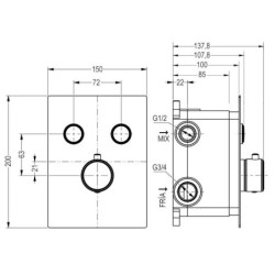 termostática empotrada PULSAR Round techo