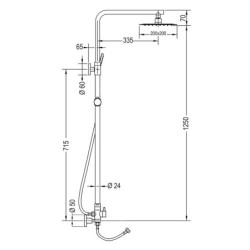 Columna extensible Quad sin griferia 79-125 cm