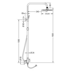 Columna extensible Quad sin griferia Plus