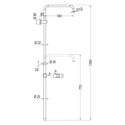 Tubo de columna de ducha RAPID con soporte de pared ajustable