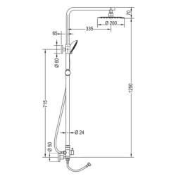 Columna extensible Round sin griferia 79-125 cm