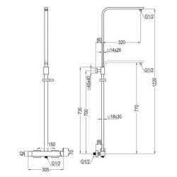 Columna monomando Quad CHEROKEE 73-122 cm