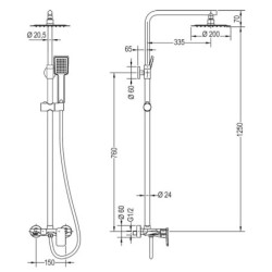 Columna monomando Quad DUAL 79-125 cm