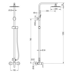 Columna monomando Quad SIOUX 79-125 cm