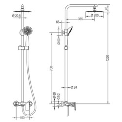 Columna monomando Round DUAL 79-125 cm