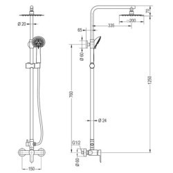 Columna monomando Round SIOUX 79-125 cm