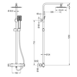 Columna termostática Quad 75-125 cm