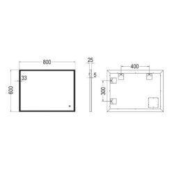 Espejo rectangular LED URBAN de 80x60