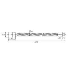 Flexo acero inoxidable negro 150 cm