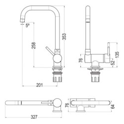 Grifo monomando cocina fregadero Abatible