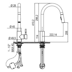 Grifo monomando cocina fregadero extraible BROOK