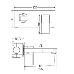 Grifo monomando empotrar lavabo VELA